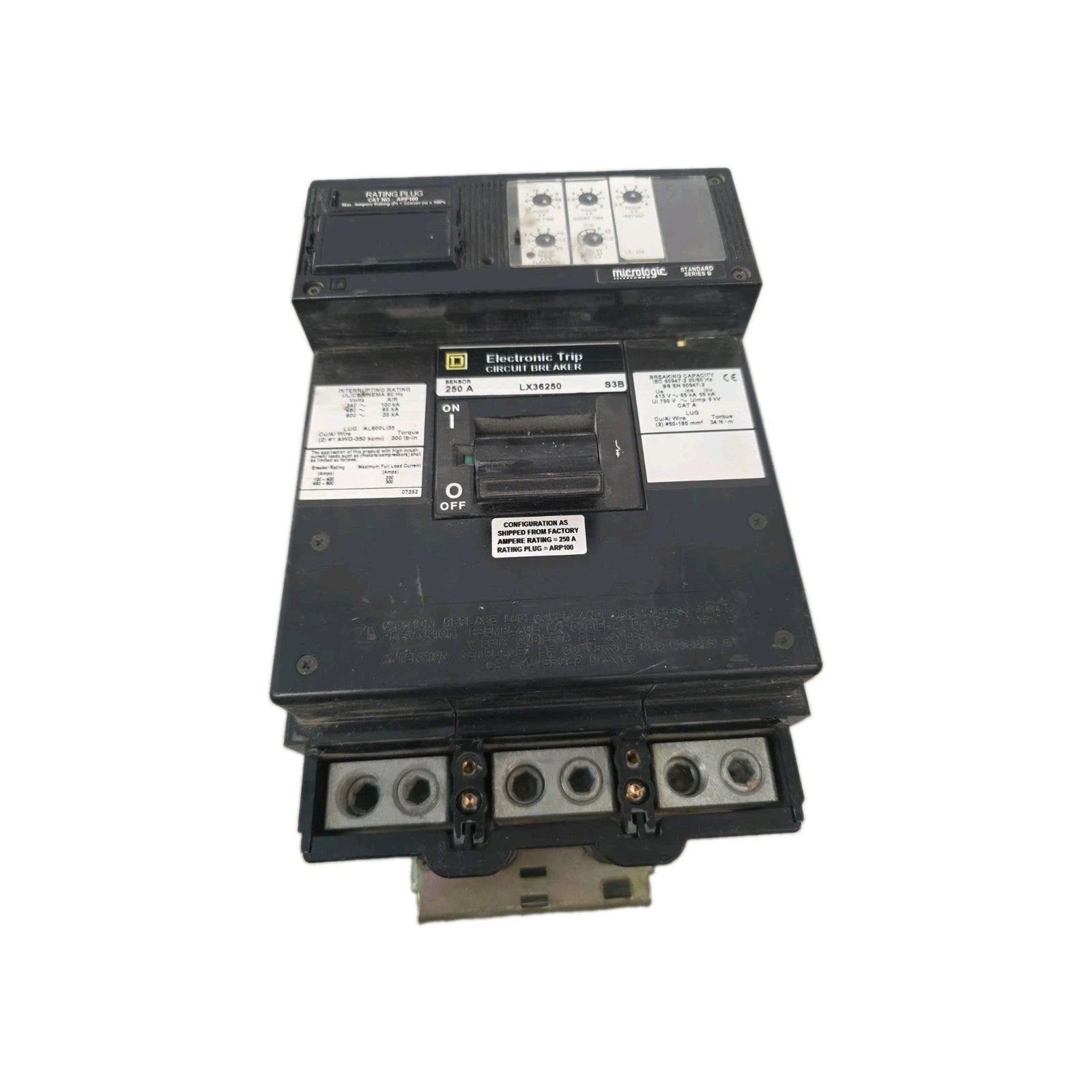 Square D LX36250 250A 600V 3-Pole Electronic Trip Breaker ARP100