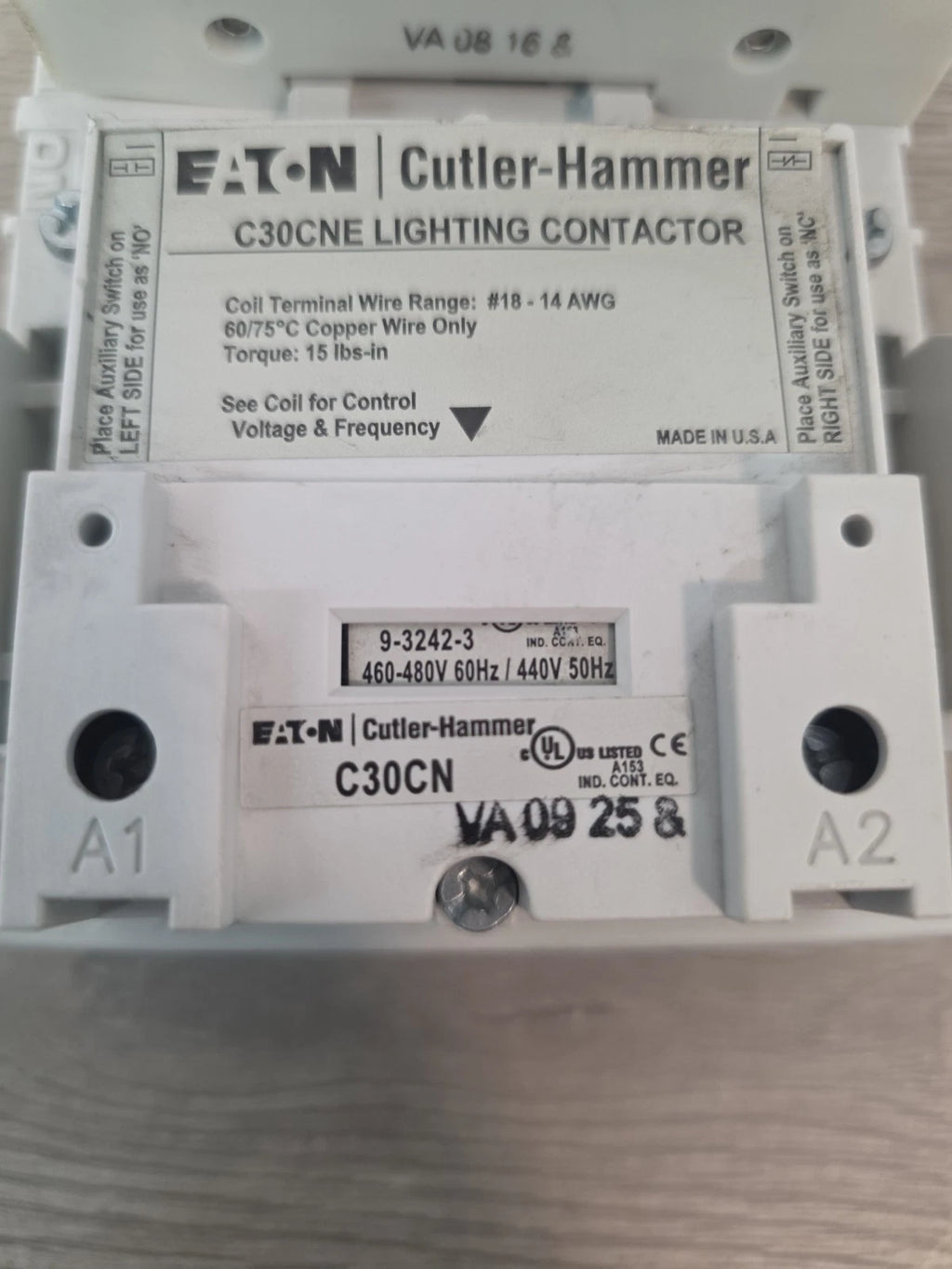 Eaton C30CN3 9 Pole Lighting Contactor 30A 460-480V Coil